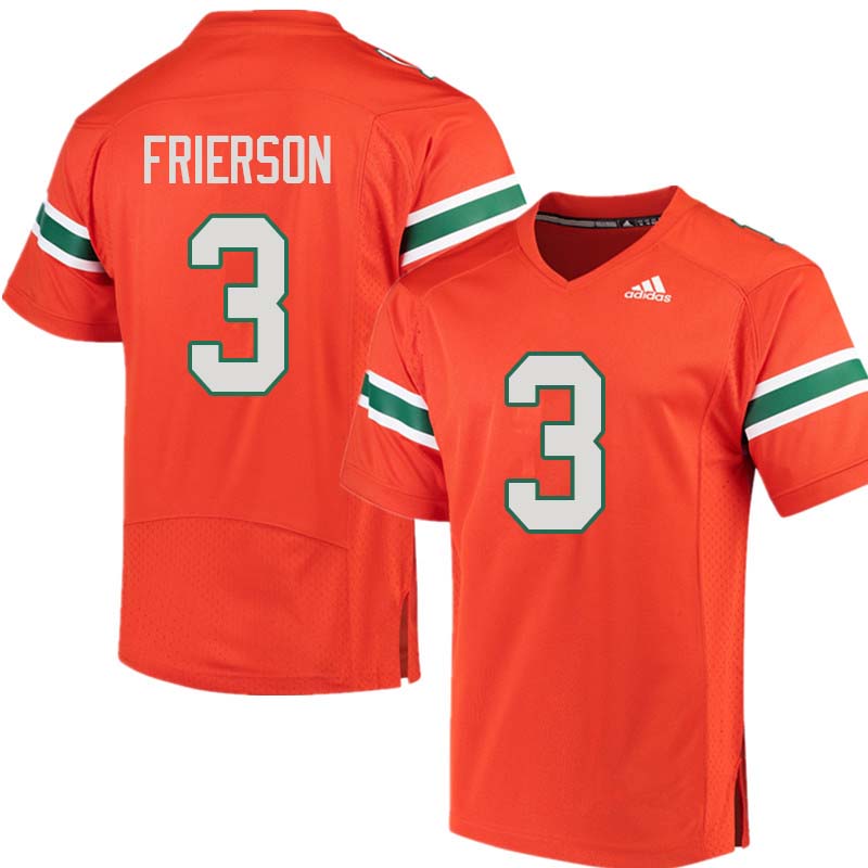 Adidas Miami Hurricanes #3 Gilbert Frierson College Football Jerseys Sale-Orange